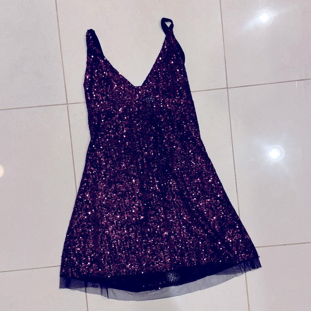 Free People Sparkling Burgundy Sequin Dress